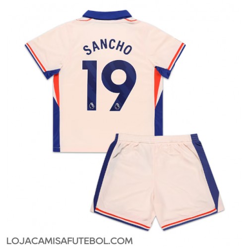 Camisa de Futebol Chelsea Jadon Sancho #19 Equipamento Secundário Infantil 2024-25 Manga Curta (+ Calças curtas)